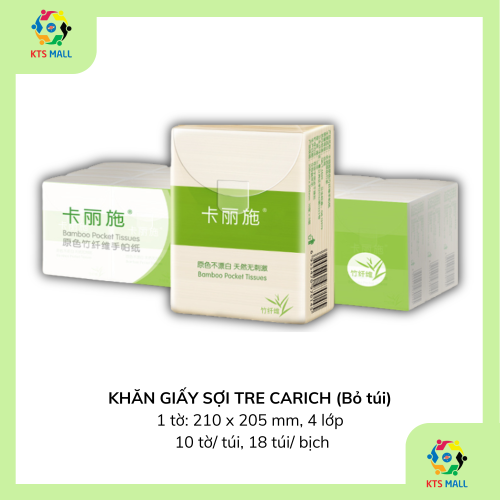 KHĂN GIẤY SỢI TRE CARICH (BỎ TÚI) 