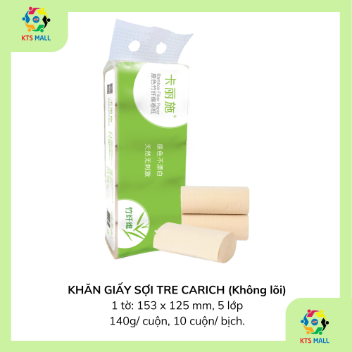KHĂN GIẤY SỢI TRE CARICH (KHÔNG LÕI)  