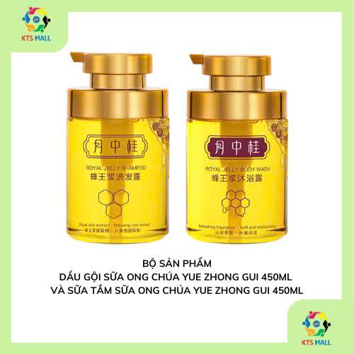 BỘ SẢN PHẨM DẦU GỘI + SỮA TẮM SỮA ONG CHÚA YUE ZHONG GUI 450ML