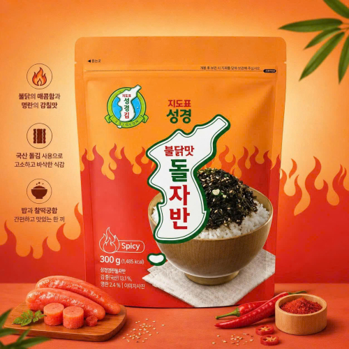 Rong biển vụn ăn liền vị gà cay Sung Gyung bịch 300g