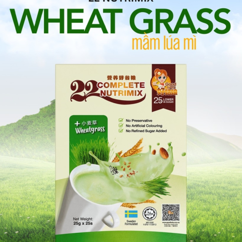 Bột ngũ cốc dinh dưỡng 22 Complete Nutrimix - Wheat Grass (Mầm lúa mì) - Hộp Giấy 625g